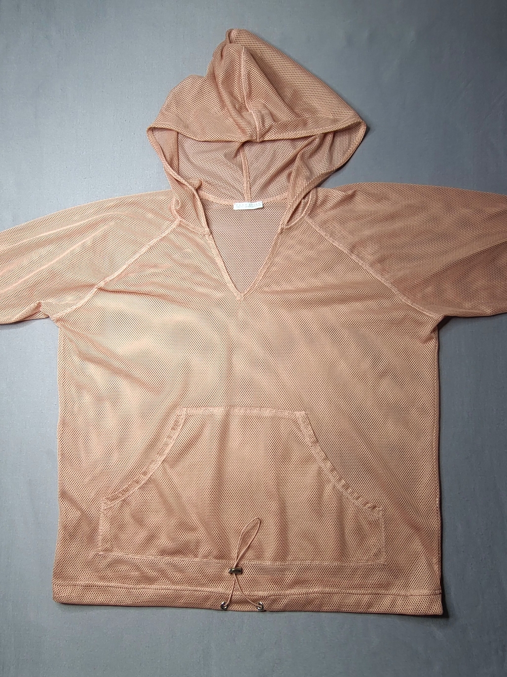 Zara Womens Sport Mesh V Neck Hooded Sweater Size S